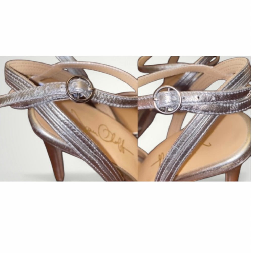 NEW JOAN OLOFF GALA SILVER METALLIC LUX NAPPA Size 9.5 - Picture 6 of 16